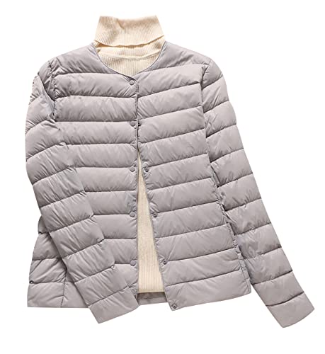 Leichte Daunenjacke Damen Puffer Jacke Damen Leichter Daunenmantel Steppjacke Damen Leicht Puffer Mantel Damen Down Jacket Women Federleichte Ultraleichte Daunenjacke Frauen Jacke Daunen Grau XXL von HAXNOHEY