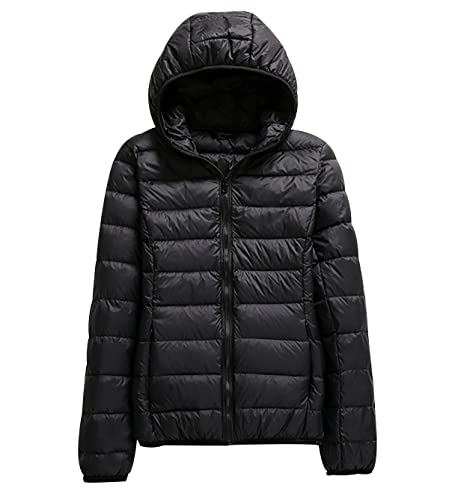 Leichte Daunenjacke Damen Puffer Jacke Damen Leichter Daunenmantel Steppjacke Damen Leicht Puffer Mantel Packable Down Jacket Women Federleichte Ultraleichte Daunenjacke Frauen Jacke Daunen Schwarz L von HAXNOHEY