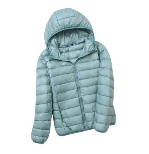 Leichte Daunenjacke Damen Puffer Jacke Damen mit Kapuze Ultraleichte Daunen Steppjacke Damen Leichter Steppmantel Damen Leicht Daunenmantel Damen Down Jacket Women Soft Dünne Daunenjacke Damen Grün S von HAXNOHEY