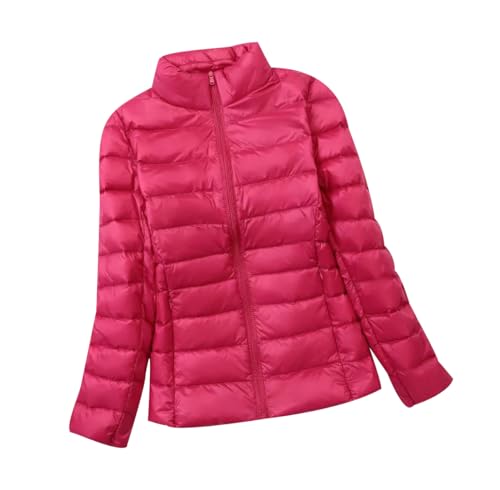 Leichte Daunenjacke Damen Puffer Jacke Damen mit Kapuze Ultraleichte Daunen Steppjacke Damen Leichter Steppmantel Damen Leicht Daunenmantel Damen Down Jacket Women Soft Dünne Daunenjacke Damen Rosa L von HAXNOHEY