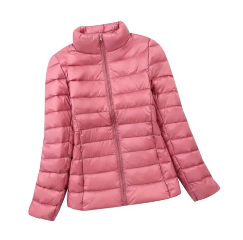 Leichte Daunenjacke Damen Puffer Jacke Damen mit Kapuze Ultraleichte Daunen Steppjacke Damen Leichter Steppmantel Damen Leicht Daunenmantel Damen Down Jacket Women Soft Dünne Daunenjacke Damen Rosa XL von HAXNOHEY