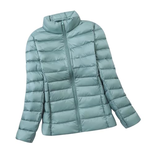 Leichte Daunenjacke Damen Puffer Jacke Damen mit Kapuze Ultraleichte Daunen Steppjacke Damen Leichter Steppmantel Daunenmantel Damen Leicht Down Jacket Women Soft Dünne Daunenjacke Damen Grün 3XL von HAXNOHEY