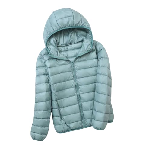 Leichte Daunenjacke Damen Puffer Jacke Damen mit Kapuze Ultraleichte Daunen Steppjacke Damen Leichter Steppmantel Daunenmantel Damen Leicht Down Jacket Women Soft Dünne Daunenjacke Damen Grün 7XL von HAXNOHEY