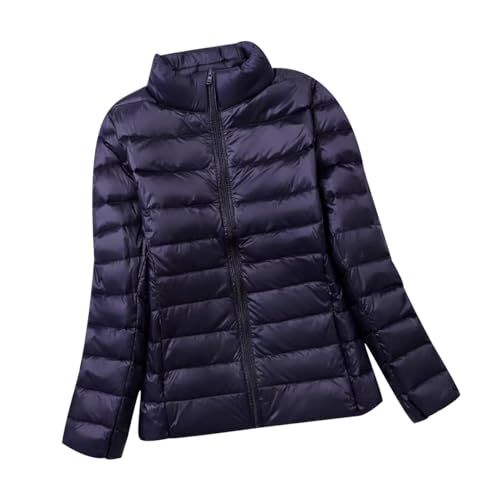 Leichte Daunenjacke Damen Puffer Jacke Damen mit Kapuze Ultraleichte Daunen Steppjacke Damen Leichter Steppmantel Daunenmantel Damen Leicht Down Jacket Women Soft Dünne Daunenjacke Damen Marine 3XL von HAXNOHEY
