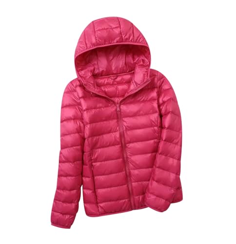 Leichte Daunenjacke Damen Puffer Jacke Damen mit Kapuze Ultraleichte Daunen Steppjacke Damen Leichter Steppmantel Daunenmantel Damen Leicht Down Jacket Women Soft Dünne Daunenjacke Damen Rosa 5XL von HAXNOHEY
