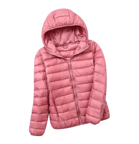 Leichte Daunenjacke Damen Puffer Jacke Damen mit Kapuze Ultraleichte Daunen Steppjacke Damen Leichter Steppmantel Daunenmantel Damen Leicht Down Jacket Women Soft Dünne Daunenjacke Damen Rosa XXL von HAXNOHEY