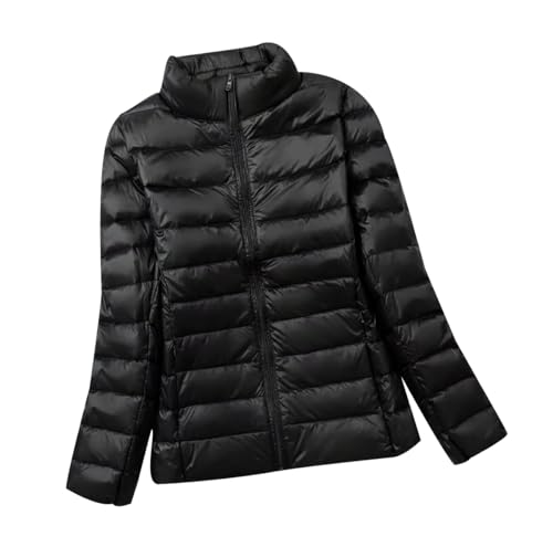 Leichte Daunenjacke Damen Puffer Jacke Damen mit Kapuze Ultraleichte Daunen Steppjacke Damen Leichter Steppmantel Daunenmantel Damen Leicht Down Jacket Women Soft Dünne Daunenjacke Damen Schwarz 7XL von HAXNOHEY