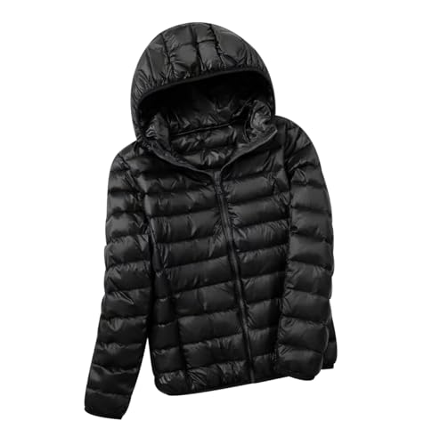 Leichte Daunenjacke Damen Puffer Jacke Damen mit Kapuze Ultraleichte Daunen Steppjacke Damen Leichter Steppmantel Daunenmantel Damen Leicht Down Jacket Women Soft Dünne Daunenjacke Damen Schwarz S von HAXNOHEY