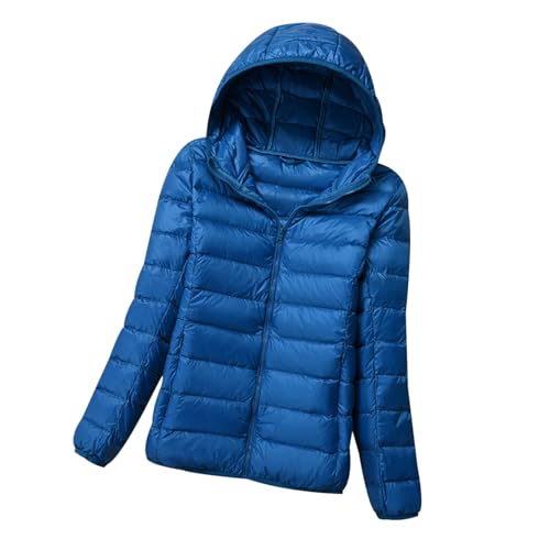 Leichte Daunenjacke Damen Ultraleichte Daunen Steppjacke Puffer Jacke Damen mit Kapuze Leichter Steppmantel Damen Leicht Daunenmantel Puffer Mantel Damen Down Jacket Women Daunenjacke Damen Blau 4XL von HAXNOHEY