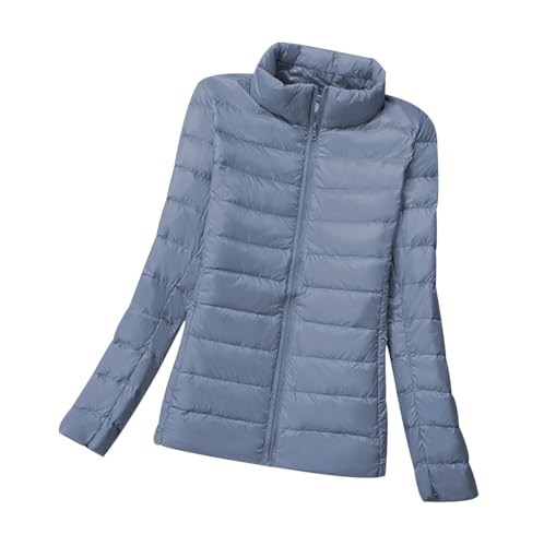 Leichte Daunenjacke Damen Ultraleichte Daunen Steppjacke Puffer Jacke Damen mit Kapuze Leichter Steppmantel Damen Leicht Daunenmantel Puffer Mantel Damen Down Jacket Women Daunenjacke Damen Blau 6XL von HAXNOHEY