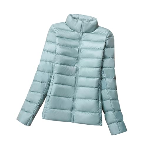 Leichte Daunenjacke Damen Ultraleichte Daunen Steppjacke Puffer Jacke Damen mit Kapuze Leichter Steppmantel Damen Leicht Daunenmantel Puffer Mantel Damen Down Jacket Women Daunenjacke Damen Grün S von HAXNOHEY