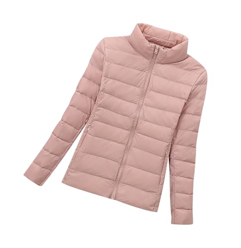 Leichte Daunenjacke Damen Ultraleichte Daunen Steppjacke Puffer Jacke Damen mit Kapuze Leichter Steppmantel Damen Leicht Daunenmantel Puffer Mantel Damen Down Jacket Women Daunenjacke Damen Rosa M von HAXNOHEY