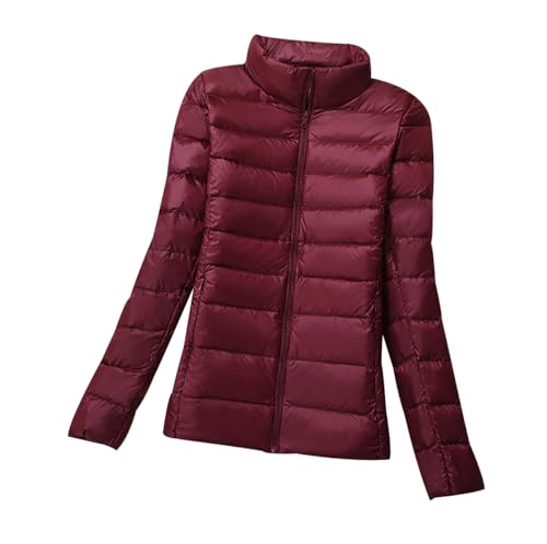 Leichte Daunenjacke Damen Ultraleichte Daunen Steppjacke Puffer Jacke Damen mit Kapuze Leichter Steppmantel Damen Leicht Daunenmantel Puffer Mantel Damen Down Jacket Women Daunenjacke Damen Rot 6XL von HAXNOHEY