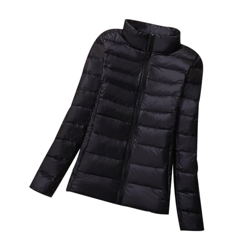 Leichte Daunenjacke Damen Ultraleichte Daunen Steppjacke Puffer Jacke Damen mit Kapuze Leichter Steppmantel Damen Leicht Daunenmantel Puffer Mantel Damen Down Jacket Women Daunenjacke Damen Schwarz L von HAXNOHEY