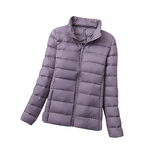 Leichte Daunenjacke Damen Ultraleichte Daunen Steppjacke Puffer Jacke Damen mit Kapuze Leichter Steppmantel Damen Leicht Daunenmantel Puffer Mantel Damen Down Jacket Women Daunenjacke Damen Violett M von HAXNOHEY