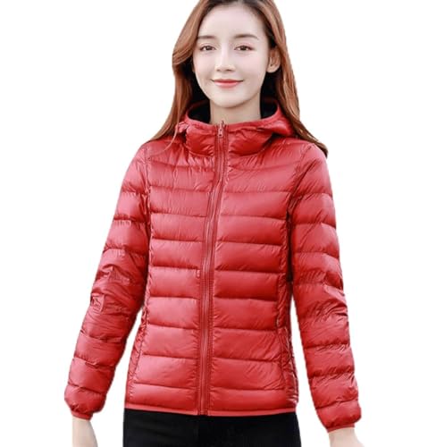 Leichte Daunenjacke Damen Ultraleichte Wende Daunen Steppjacke Damen Puffer Jacke Damen mit Kapuze Leichter Steppmantel Damen Leicht Winter Daunenmantel Puffer Mantel Damen Down Jacket Women Dünne XL von HAXNOHEY