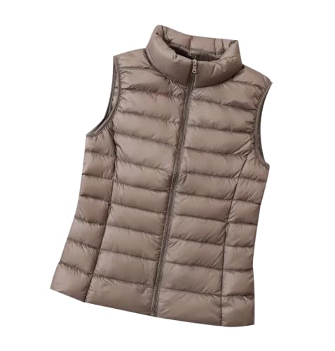 Leichte Daunenweste Damen Ärmellose Steppweste Damen Leicht Jacke Ärmellos Damen Puffer Weste Wattierte Westen Damen Warme Gesteppte Weste Stepp Damen Quilted Vest Women Damen-Steppwesten Khaki XXL von HAXNOHEY
