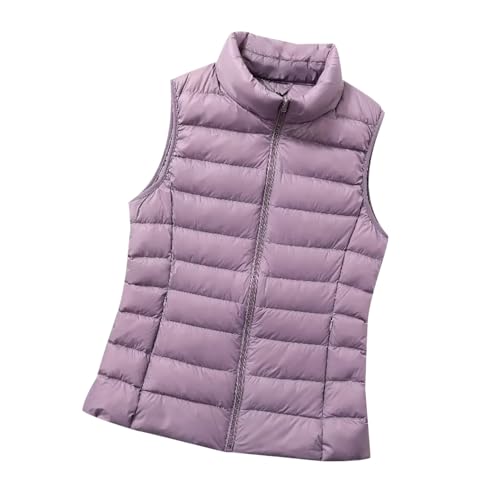 Leichte Daunenweste Damen Ärmellose Steppweste Damen Leicht Jacke Ärmellos Damen Puffer Weste Wattierte Westen Damen Warme Gesteppte Weste Stepp Damen Quilted Vest Women Damen-Steppwesten Violett XL von HAXNOHEY