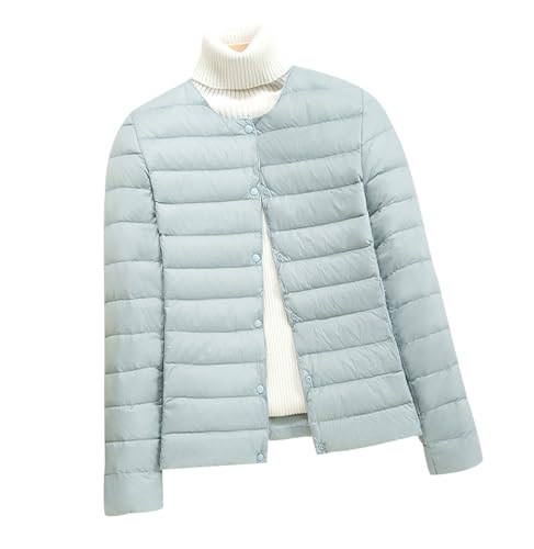 Leichte Steppjacke Damen Dünne Daunenjacke Damen Puffer Jacke Damen Ultraleichte Daunen Steppjacke Leichter Steppmantel Damen Leicht Puffer Mantel Damen Down Jacket Women Daunenmantel Damen Blau M von HAXNOHEY