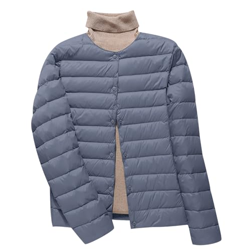 Leichte Steppjacke Damen Dünne Daunenjacke Damen Puffer Jacke Damen Ultraleichte Daunen Steppjacke Leichter Steppmantel Damen Leicht Puffer Mantel Damen Down Jacket Women Daunenmantel Damen Blau XL von HAXNOHEY
