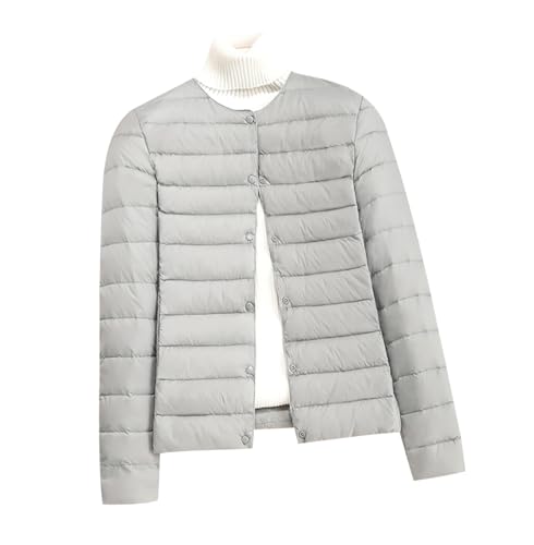 Leichte Steppjacke Damen Dünne Daunenjacke Damen Puffer Jacke Damen Ultraleichte Daunen Steppjacke Leichter Steppmantel Damen Leicht Puffer Mantel Damen Down Jacket Women Daunenmantel Damen Grau 4XL von HAXNOHEY