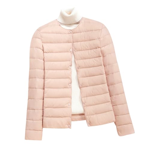 Leichte Steppjacke Damen Dünne Daunenjacke Damen Puffer Jacke Damen Ultraleichte Daunen Steppjacke Leichter Steppmantel Damen Leicht Puffer Mantel Damen Down Jacket Women Daunenmantel Damen Rosa 4XL von HAXNOHEY