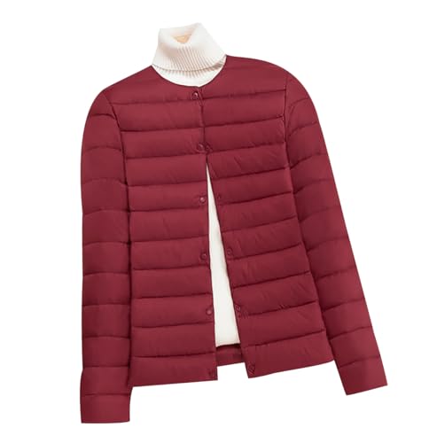 Leichte Steppjacke Damen Dünne Daunenjacke Damen Puffer Jacke Damen Ultraleichte Daunen Steppjacke Leichter Steppmantel Damen Leicht Puffer Mantel Damen Down Jacket Women Daunenmantel Damen Rot XL von HAXNOHEY
