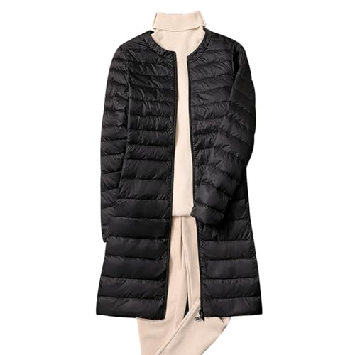 Leichte Steppjacke Damen Lang Lange Dünne Daunenjacke Damen Puffer Jacke Damen Long Ultraleichte Daunen Steppjacke Leichter Steppmantel Damen Leicht Down Jacket Women Daunenmantel Damen Schwarz XL von HAXNOHEY