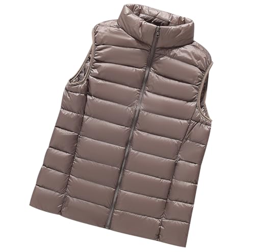 Steppweste Damen Leicht Leichte Daunenweste Damen Ärmellose Steppweste Jacke Ärmellos Damen Puffer Weste Wattierte Westen Damen Gesteppte Weste Stepp Damen Quilted Vest Women Damen-Steppwesten Khaki L von HAXNOHEY
