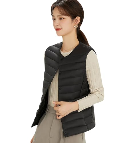 Steppweste Damen Leicht Leichte Daunenweste Damen Ärmellose Steppweste Jacke Ärmellos Damen Westen Puffer Weste Frauen Wattierte Weste Damen Gesteppte Weste Stepp Damen Damen-Steppwesten Schwarz 4XL von HAXNOHEY