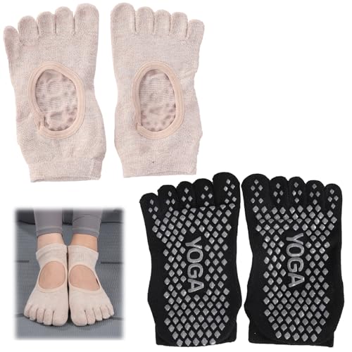 HAYGEM 2 Pares Yoga Socken, All Inclusive Zehe Pilates Socken, Schwitzabsorbierende und Atmende Klebepunkt Rutschfeste Socken Damen, Anti Rutsch Zehensocken Damen Yoga, Geeignet für Yoga, Taekwondo HAYGEM 2 Pares Yoga Socken, All Inclusive Zehe Pilates Socken, Schwitzabsorbierende und Atmende Klebepunkt Rutschfeste Socken Damen, Anti Rutsch Zehensocken Damen Yoga, Geeignet für Yoga, Taekwondo von HAYGEM
