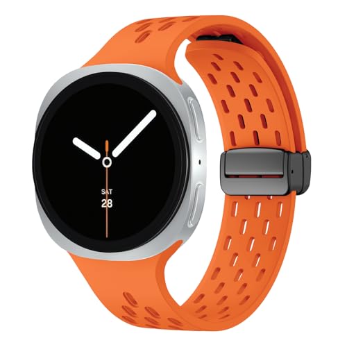 HAYONLIY Sportarmbänder, kompatibel mit Samsung Galaxy Watch 8, 40 mm, 44 mm, Galaxy Watch 8 Classic, 46 mm, kein Spalt, weiches Silikonband mit magnetischer Schnalle, für Damen und Herren von HAYONLIY