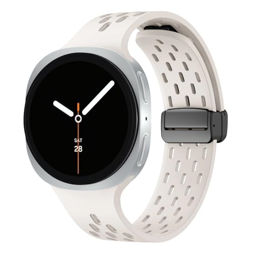 HAYONLIY Sportarmbänder, kompatibel mit Samsung Galaxy Watch 8, 40 mm, 44 mm, Galaxy Watch 8 Classic, 46 mm, kein Spalt, weiches Silikonband mit magnetischer Schnalle, für Damen und Herren von HAYONLIY