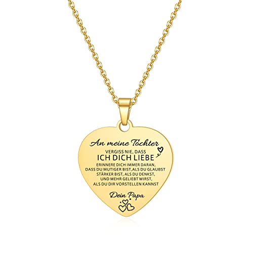HAYOUWAY An Meine Tochter Herz-Halskette Gold Farbe von Papa (Golden...In Liebe PAPA) von HAYOUWAY
