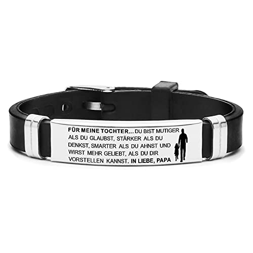 HAYOUWAY Personalisiertes Armband Herren Damen mit Gravur Inspirativ Zitate für Meine Sohn Tochter Mädchen, Verstellbar Silikon Armband Edelstahl Armbänder Geschenke an Sohn Tochter von Mama und Papa von HAYOUWAY