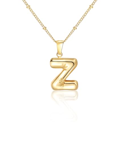 HAYOUWAY A-Z Bubble Letter Necklace Gold Kette mit Buchstaben, Z von HAYOUWAY