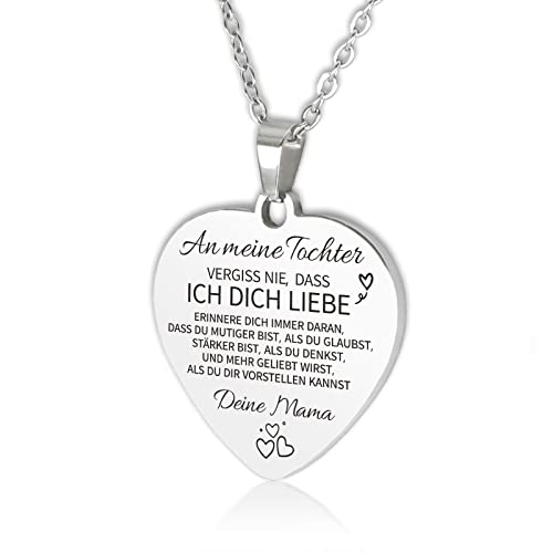 HAYOUWAY An Meine Tochter Enkelin Kette Herz Halskette für Damen Mädchen, Mutter Tochter Geschenk Kette mit Gravur Spruch Geburtstag Jahrestag Geschenk für Tochter Enkelin von Mama Papa Oma Opa von HAYOUWAY