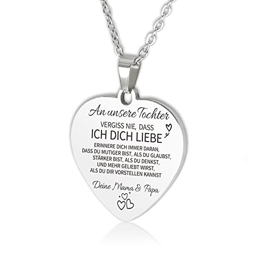 HAYOUWAY An Meine Tochter Enkelin Kette Herz Halskette für Damen Mädchen, Mutter Tochter Geschenk Kette mit Gravur Spruch Geburtstag Jahrestag Geschenk für Tochter Enkelin von Mama Papa Oma Opa von HAYOUWAY