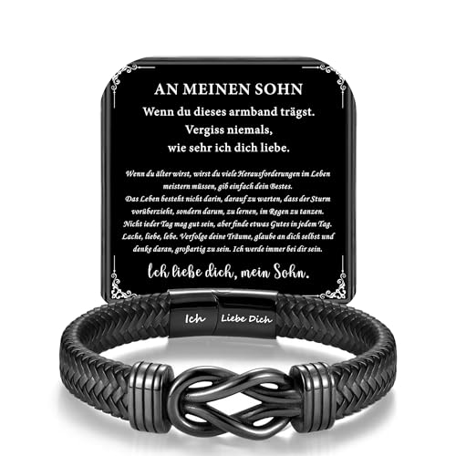 HAYOUWAY Geschenke für Männer, Lederarmband Herren mit Gravur Herren Armband Geschenk für Papa Mann Ehemann Freund Sohn Teenager Jungen Geburtstag Weihnachten Vatertag Valentinstag Jahrestag Geschenk von HAYOUWAY