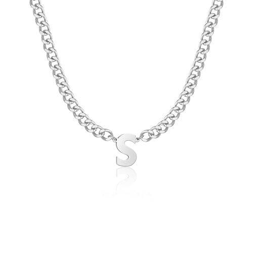 HAYOUWAY Kette Herren mit Buchstaben Halskette Damen Silber Kette, Edelstahl Panzerkette Herren Halskette Kubanische Kette mit Buchstabe Anhänger Schmuck Geschenke für Papa Männer Geburtstag Geschenke HAYOUWAY Kette Herren mit Buchstaben Halskette Damen Silber Kette, Edelstahl Panzerkette Herren Halskette Kubanische Kette mit Buchstabe Anhänger Schmuck Geschenke für Papa Männer Geburtstag Geschenke von HAYOUWAY