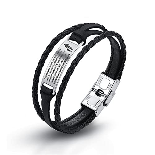 Armbänder Edelstahl Kunstleder Armschmuck Geburtstagsgeschenk Geschenk für Tochter Sohn Mädchen Damen Junge Herren (Papa für Sohn) von HAYOUWAY