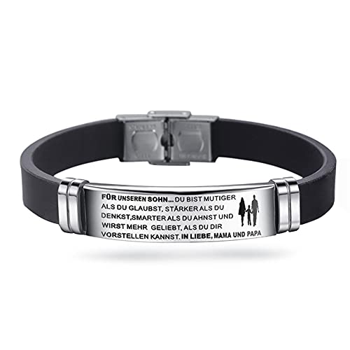 HAYOUWAY Einstellbar Armbänder Silikonarmband Silikon Edelstahl Armband Geburtstagsgeschenk Abschlussfeier Geschenk für Sohn Tochter Herren Damen (Für unseren Sohn) von HAYOUWAY