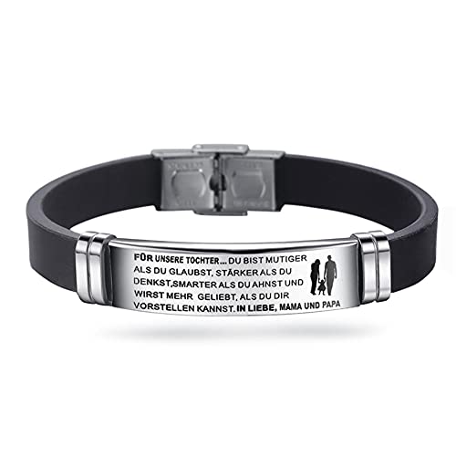 HAYOUWAY Einstellbar Armbänder Silikonarmband Silikon Edelstahl Armband Geburtstagsgeschenk Abschlussfeier Geschenk für Sohn Tochter Herren Damen (Für unsere Tochter) von HAYOUWAY