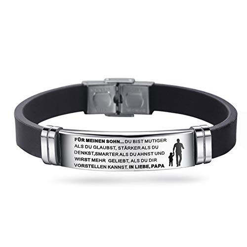 HAYOUWAY Einstellbar Armbänder Silikonarmband Silikon Edelstahl Armband Geburtstagsgeschenk Abschlussfeier Geschenk für Sohn Tochter Herren Damen (Sohn Von Papa) von HAYOUWAY