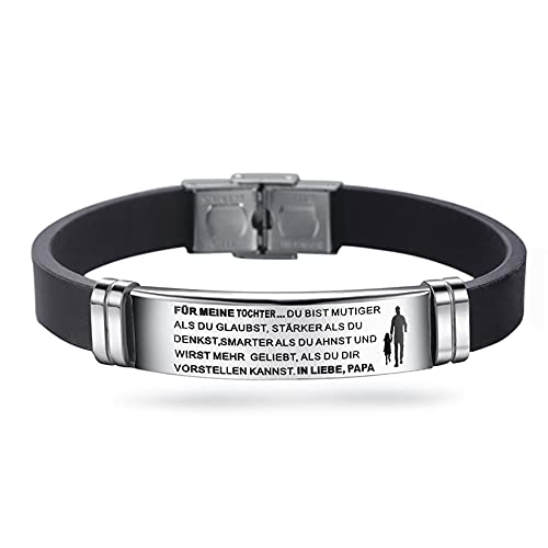 HAYOUWAY Einstellbar Armbänder Silikonarmband Silikon Edelstahl Armband Geburtstagsgeschenk Abschlussfeier Geschenk für Sohn Tochter Herren Damen (Tochter Von Papa) von HAYOUWAY