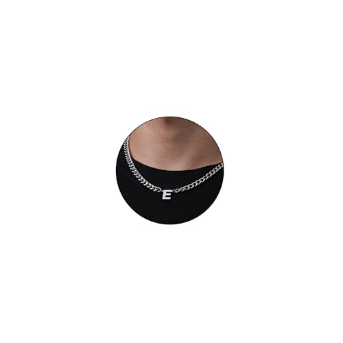 HAYOUWAY Kette Herren mit Buchstaben Halskette Damen Silber Kette, Edelstahl Panzerkette Herren Halskette Kubanische Kette mit Buchstabe Anhänger Schmuck Geschenke (E) HAYOUWAY Kette Herren mit Buchstaben Halskette Damen Silber Kette, Edelstahl Panzerkette Herren Halskette Kubanische Kette mit Buchstabe Anhänger Schmuck Geschenke (E) von HAYOUWAY
