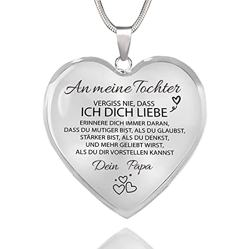 HAYOUWAY Kette Herz Halskette mit Motivierend Text An Meine Tochter Damen Mädchen, Mutter Tochter Kette Herz Anhänger Inspirierende Geburtstag Weihnachten Geschenke für Unsere Tochter von Mama Papa von HAYOUWAY