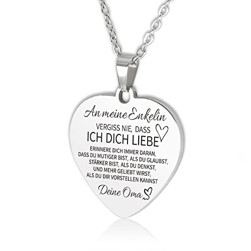 HAYOUWAY An Meine Tochter Enkelin Kette Herz Halskette mit Gravur Spruch für Damen Mädchen, Mutter Tochter Kette mit Herz Anhänger Geburtstag Geschenk für Unsere Tochter Enkelin, von Mama Papa Oma Opa von HAYOUWAY