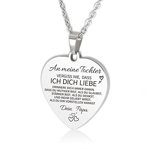 HAYOUWAY Kette Herz Halskette mit Gravur Motivierend Text für Meine Tochter und Enkelin, Herz Anhänger Inspirierende Geschenke an Unsere Tochter Enkelin Damen Mädchen von HAYOUWAY