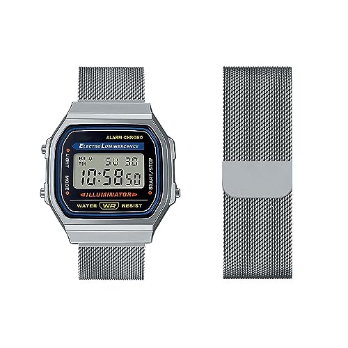 Casio A168WA Armband - Metall Mesh Gewebte Edelstahl Solo Loop Ersatzarmband Kompatibel für A168WA Uhrenarmband (2) von HAZARA